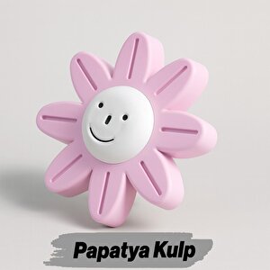 Plastik Gülücüklü Pembe Mobilya Çoçuk Odası Dolabı Kapak Kulpu Çekmece Kulbu 5 Adet