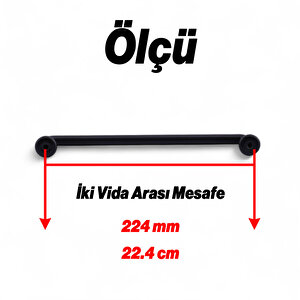 Metal Kulp ( 224 Mm 22.4 Cm ) Kulbu Kulpu Mobilya Çekmece Dolap Kulpları Mutfak Dolabı Siyah Renk