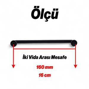 Mutfak Dolabı Kulbu Kulpu Mobilya Çekmece Dolap Kulpları Mat Siyah Metal Kulp 160 Mm 16 Cm
