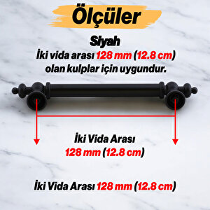 Mobilya Mutfak Çekmece Dolap Dolabı Kulbu Kulpu Kulpları (128 Mm - 12.8 Cm) Mat Siyah Metal