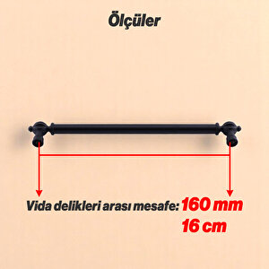 Mobilya Çekmece Dolap Kapak Kulpları Kulb Kulpu Mutfak Dolabı Metal Kulp Siyah 160 Mm