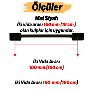 Mobilya Çekmece Mutfak Dolabı Dolap Kapak Kulplar Kulb Kulpu Metal Mat Siyah Kulp 160 Mm 16 Cm