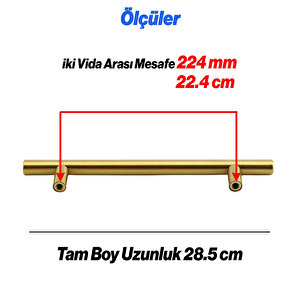 Mobilya Kulp Mutfak Dolap Çekmece Dolabı Kapak Kulpları Gold Altın 224 Mm 22.4 Cm Metal (10 Adet)