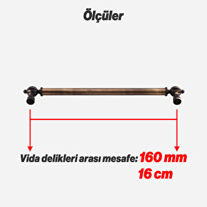 Mobilya Çekmece Mutfak Dolabı Dolap Kulpları Kulb Kulpu Metal Eskitme Antik Sarı Kulp 160 Mm