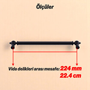 Mobilya Çekmece Dolap Kapak Kulpları Kulb Kulpu Mutfak Dolabı Metal Kulp Siyah 224 Mm