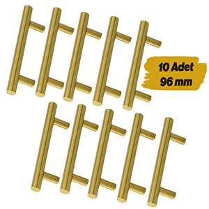 Mobilya Mutfak Çekmece Dolap Dolabı Kulbu Kulpu Kulpları (96 Mm - 9.6 Cm) Gold Altın (10 Adet) Metal