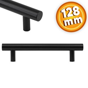 Mobilya Mutfak Dolap Kapak Çekmece Kulpu Kulbu 128 Mm Mat Siyah Metal Kulp (10 Adet)