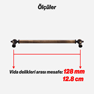 Mobilya Çekmece Mutfak Dolabı Dolap Kulpları Kulb Kulpu Metal Eskitme Antik Sarı Kulp 128 Mm