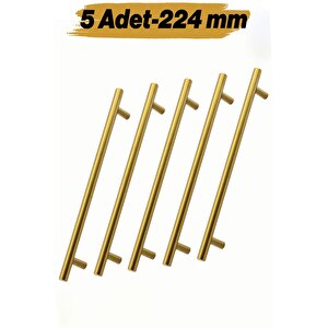 Mobilya Kulp Mutfak Dolap Çekmece Dolabı Kapak Kulpları Gold Altın 224 Mm 22.4 Cm Metal (5 Adet)