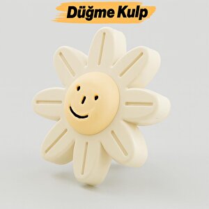 Gülücüklü Aytaşı Krem Mobilya Çoçuk Odası Dolabı Kapak Kulpu Çekmece Kulbu Plastik 5 Adet