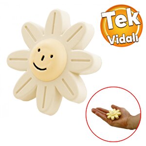 Gülücüklü Aytaşı Krem Mobilya Çoçuk Odası Dolabı Kapak Kulpu Çekmece Kulbu Plastik 5 Adet