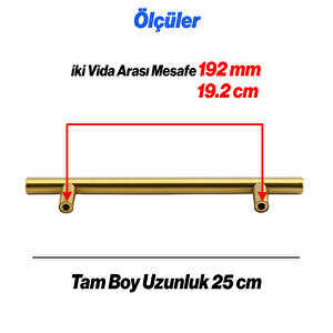 Mobilya Kulp Mutfak Çekmece Dolap Dolabı Kapak Kulpları Kulbu Gold 192 Mm 19.2cm Altın Metal 10 Adet