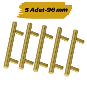 Mobilya Mutfak Çekmece Dolap Dolabı Kulbu Kulpu Kulpları (96 Mm - 9.6 Cm) Gold Altın Metal (5 Adet)