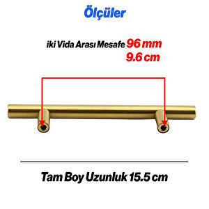 Mobilya Mutfak Çekmece Dolap Dolabı Kulbu Kulpu Kulpları (96 Mm - 9.6 Cm) Gold Altın Metal (5 Adet)