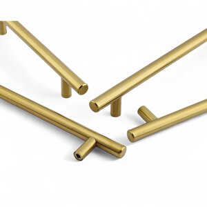 Mobilya Mutfak Çekmece Dolap Dolabı Kulbu Kulpu Kulpları (96 Mm - 9.6 Cm) Gold Altın Metal (5 Adet)