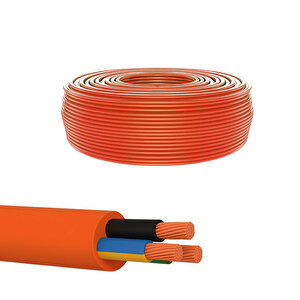 100 Metre %100 Bakır Çok Telli 3x2.5 Mm Elektrik Kablosu Turuncu Elektrikli Araç Şarj Uygun Uyumlu