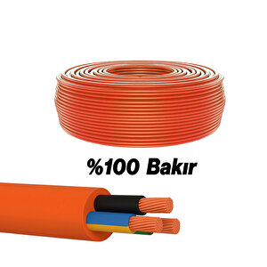%100 Bakır Çok Telli 3x2.5 Mm (30 Metre) Elektrik Kablosu Turuncu Elektrikli Araç Şarj Uygun Uyumlu