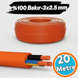 %100 Bakır Çok Telli 3x2.5 Mm (20 Metre) Elektrik Kablosu Turuncu Elektrikli Araç Şarj Uygun Uyumlu