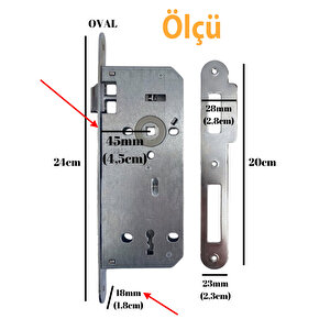 İç Kapı Oda Kapısı Gömme Kilit 18 X 45mm Göbek Ölçülü Metal İç Kapı Kilidi 1 Anahtarlı