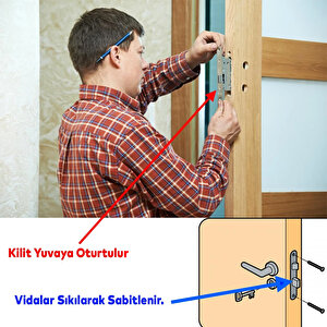 İç Kapı Oda Kapısı Gömme Kilit 18 X 45mm Göbek Ölçülü Metal İç Kapı Kilidi 1 Anahtarlı