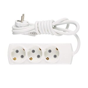 Kablolu 3'lü Topraklı Grup Priz Çoğaltıcı Çoçuk Korumalı 3 Metre Çoklu Uzatma Kablosu Anahtarsız