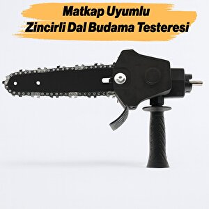 Matkap Uyumlu Zincirli Dal Budama Testeresi Ahşap Sunta Mdf Kesme Aparatı Tutma Kollu Zincir Dahil