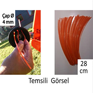 Kare Çubuk Motorlu Tırpan Misinası Bahçe Dayanıklı Ot Biçme İpi Çubuk 4 Mm (28 Cm) Hazır 85 Adet