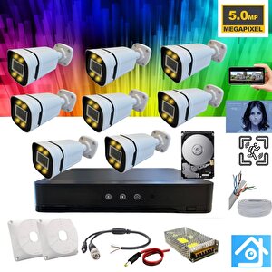 5mp 1440p Warm Led Gece Renkli 8 Kameralı 320gb Harddisk Dahil Ahd Güvenlik Kamerası Seti - St-58320t