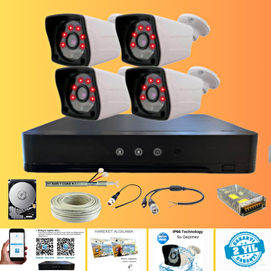 Arna 2 Mp 1080p 4 Kamerali Diş Mekan Ahd Güvenli̇k Seti̇ 500 Gb Hdd Dahi̇l - St24500