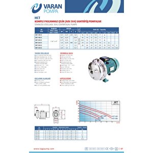 Varan Hct 18s-e Tek Kademe Paslanmaz Santrifüj Pompa 0.5 Hp / 0.37 Kw, Trifaze 380 V (aisi 304)
