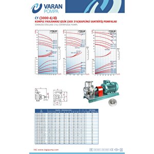Varan Cy 50-32-160/1.1t Paslanmaz Santrifüj Pompa 1.5 Hp / 1.1 Kw, Trifaze 380 V, 22 Mss (aisi 316)