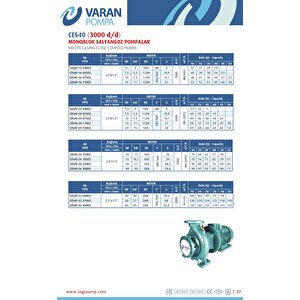 Varan Ces 40-16-05502 Monoblok En 733 Santrifüj Pompa 7.5 Hp / 5.5 Kw, Trifaze 380 V, 40 Mss, 40 M3/h