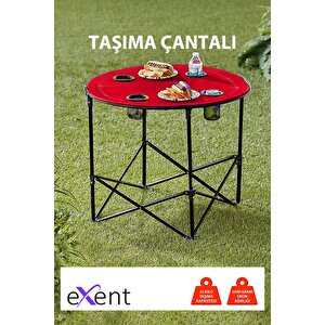 2 Adet 120 Kg Kapasiteli Katlanır Kamp Sandalyesi Ve Yuvarlak Kamp Masası-2-k-y