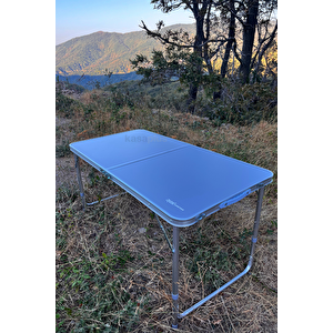 153camp0311 Rox Camping Katlanır Açık Gri Kamp Masası 120 Cm – Kademeli Ayaklı, Dayanıklı Ve Portatif