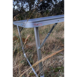 153camp0311 Rox Camping Katlanır Açık Gri Kamp Masası 120 Cm – Kademeli Ayaklı, Dayanıklı Ve Portatif