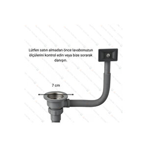 304 Paslanmaz Çelik Evye Süzgeçli Sifon | 6–7,5 Cm Ölçüye Uygun | Yandan Taşmalı Evyeler İçin