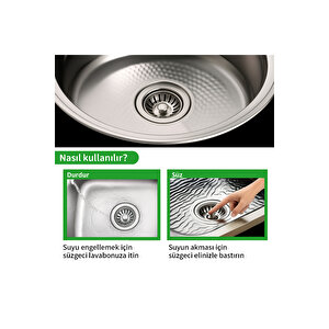 Çöpmak Mutfak Lavabo Sifon Gideri Paslanmaz Metal Tıpa Süzgeci 8 Cm – Dayanıklı Ve Uyumlu