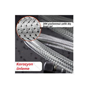 Aç Kapa Taharet Musluğu Seti – 2 Adet Musluk + 2×70 Cm Paslanmaz Çelik Flex