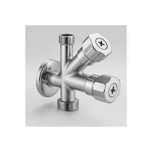Dual Ara Musluk | Çamaşır & Bulaşık Makinesi Musluğu | 1/2” Giriş, 2 Çıkış, Pirinç Gövde