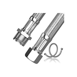 1/2 Nipelli 70 Cm Paslanmaz Çelik Örgülü Flex Hortum - Yüksek Basınca Dayanıklı