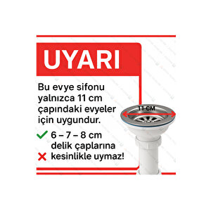 Çöpmak Evye Sifonu Yandan Taşmalı 32 Çıkışlı 11 Cm Çap Koku Önleyici Ve Tıkanma Yapmayan