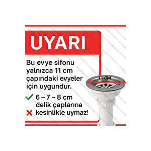 S Tekli Çöpmak Sifonu Taşmalı 11 Cm Çap Dik Taşmalı Tıkanma Yapmayan Koku Önleyici (ø32)