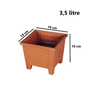 Sy-5845 Dekoratif Plastik Kare Ayaklı Saksı 3,5 Litre No 2 Kiremit