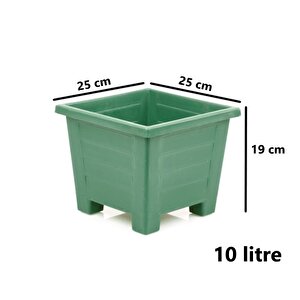 Sy-5846 Dekoratif Plastik Kare Ayaklı Saksı 7 Litre No 3 Yeşil