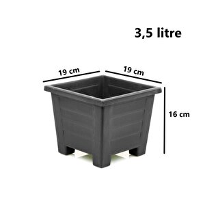 Sy-5845 Dekoratif Plastik Kare Ayaklı Saksı 3,5 Litre No 2 Antrasit