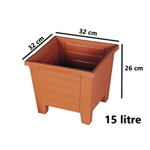 Sy-5847 Dekoratif Plastik Kare Ayaklı Saksı 15 Litre No 4 Kiremit