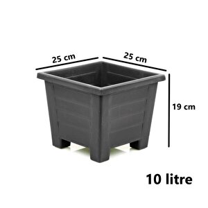 Sy-5846 Dekoratif Plastik Kare Ayaklı Saksı 7 Litre No 3 Antrasit
