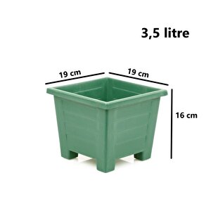 Sy-5845 Dekoratif Plastik Kare Ayaklı Saksı 3,5 Litre No 2 Yeşil