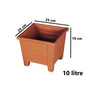 Sy-5846 Dekoratif Plastik Kare Ayaklı Saksı 7 Litre No 3 Kiremit