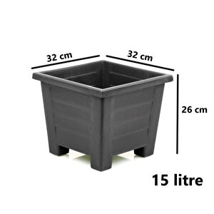Sy-5847 Dekoratif Plastik Kare Ayaklı Saksı 15 Litre No 4 Antrasit